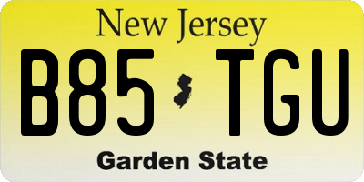 NJ license plate B85TGU