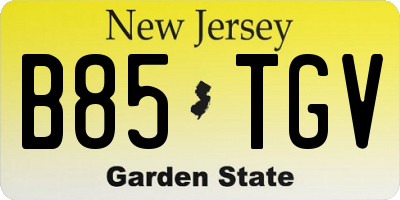 NJ license plate B85TGV