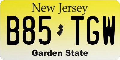 NJ license plate B85TGW