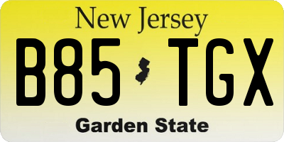NJ license plate B85TGX