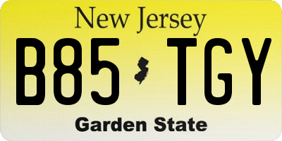 NJ license plate B85TGY