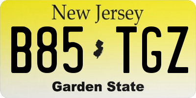 NJ license plate B85TGZ
