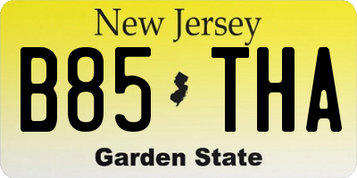 NJ license plate B85THA