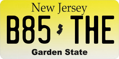 NJ license plate B85THE
