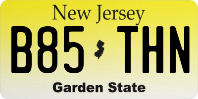 NJ license plate B85THN