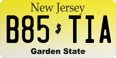 NJ license plate B85TIA