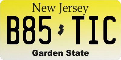 NJ license plate B85TIC