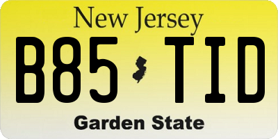 NJ license plate B85TID