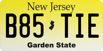 NJ license plate B85TIE