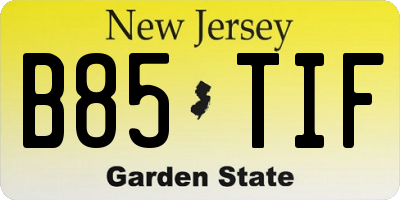 NJ license plate B85TIF