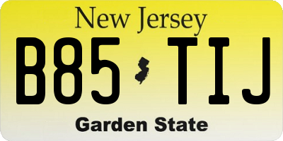 NJ license plate B85TIJ