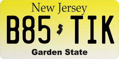 NJ license plate B85TIK