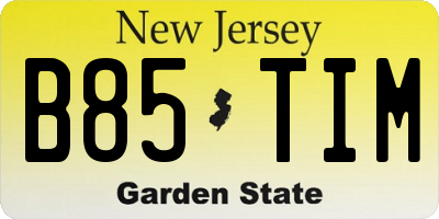 NJ license plate B85TIM