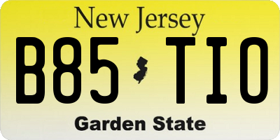 NJ license plate B85TIO