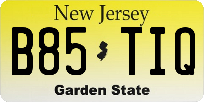 NJ license plate B85TIQ