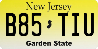 NJ license plate B85TIU