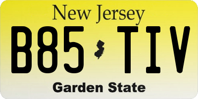 NJ license plate B85TIV