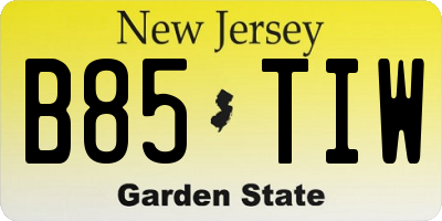 NJ license plate B85TIW