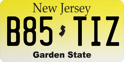 NJ license plate B85TIZ