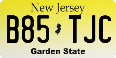 NJ license plate B85TJC