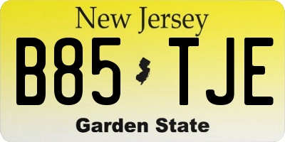 NJ license plate B85TJE