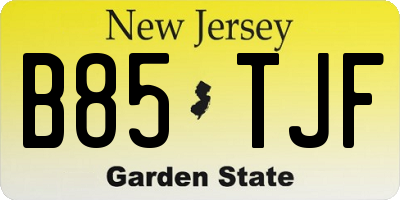 NJ license plate B85TJF