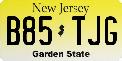 NJ license plate B85TJG