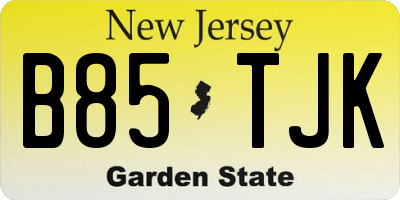 NJ license plate B85TJK