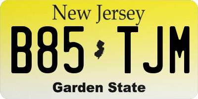 NJ license plate B85TJM