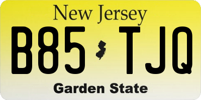 NJ license plate B85TJQ