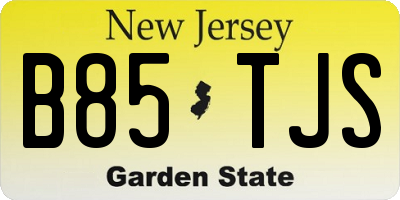 NJ license plate B85TJS