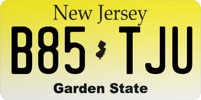 NJ license plate B85TJU