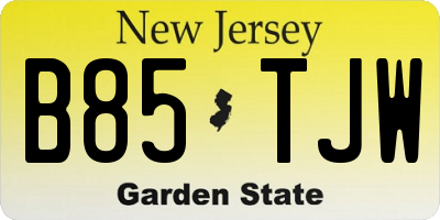 NJ license plate B85TJW