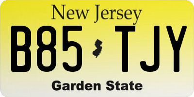 NJ license plate B85TJY