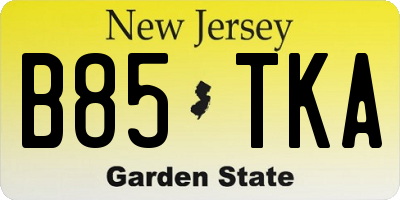NJ license plate B85TKA