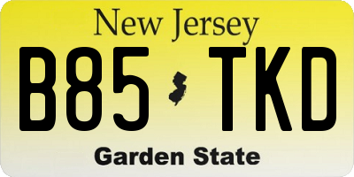 NJ license plate B85TKD