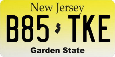 NJ license plate B85TKE