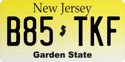 NJ license plate B85TKF