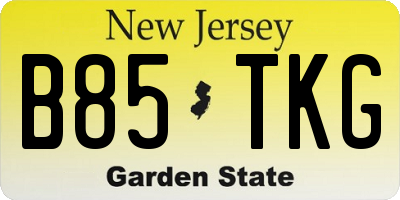 NJ license plate B85TKG