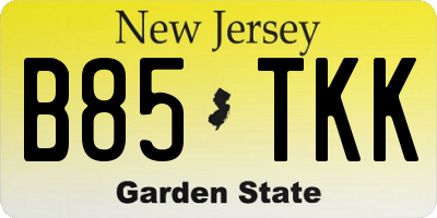 NJ license plate B85TKK