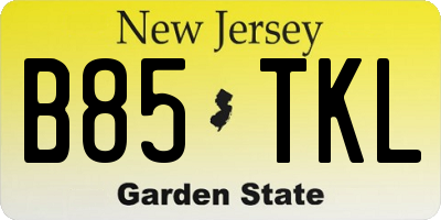 NJ license plate B85TKL
