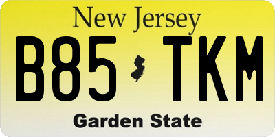 NJ license plate B85TKM