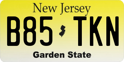 NJ license plate B85TKN