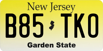 NJ license plate B85TKO