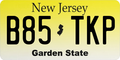 NJ license plate B85TKP