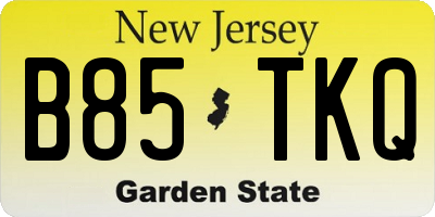 NJ license plate B85TKQ