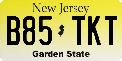 NJ license plate B85TKT