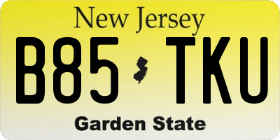 NJ license plate B85TKU