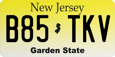 NJ license plate B85TKV