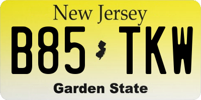 NJ license plate B85TKW
